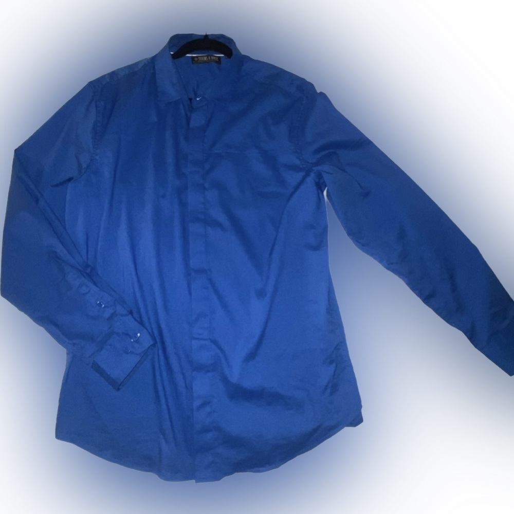 Stitches & Rivets Blue Long Sleeve Button Down Dress Shirt